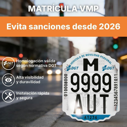 Matrícula Oficial DGT Homologada para Patinete Eléctrico