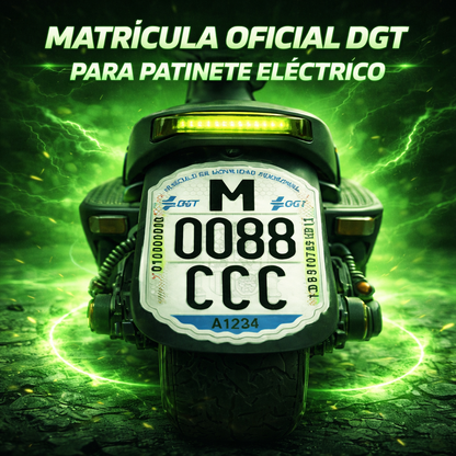 Matrícula Oficial DGT Homologada para Patinete Eléctrico